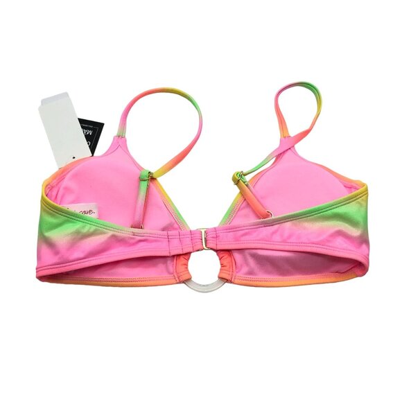 Salt + Cove Shimmer Rainbow Bikini Swim Top Gradient Ring-Front Multicolor M - Picture 5 of 7